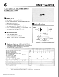 B120 datasheet: 1 AMP surface mount schottky barrier rectifier B120