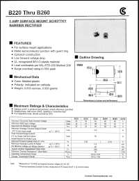 B220 datasheet: 2 AMP surface mount schottky barrier rectifier B220