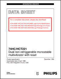 74HC221DB datasheet: Dual non-retriggerable monostable multivibrator with reset 74HC221DB