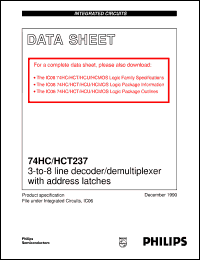 74HC237DB datasheet: 3-to-8 line decoder/demultiplexer with address latches 74HC237DB