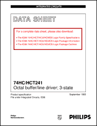 74HC241N datasheet: Octal buffer/line driver; 3-state 74HC241N