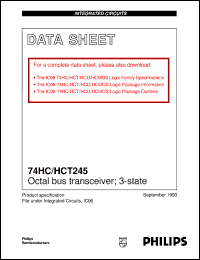 74HC,HCT245 datasheet: Octal bus transceiver; 3-state 74HC,HCT245