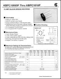 KBPC10005P datasheet: 10AMP silicon bridge rectifier KBPC10005P