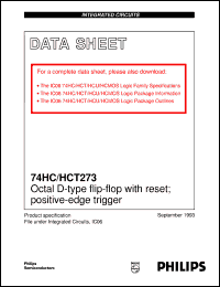 74HC273N datasheet: Octal D-type flip-flop with reset; positive-edge trigger 74HC273N