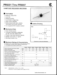 PR6001 datasheet: 6AMP fast recovery rectifier PR6001