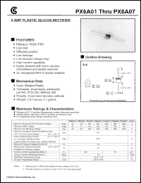 PX6A01 datasheet: 6AMP plastic silicon rectifier PX6A01