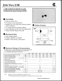 S1B datasheet: 1AMP surfase mount glass passivated silicon rectifier S1B