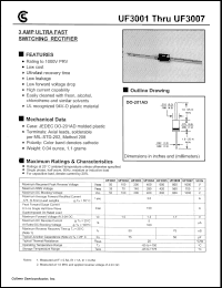 UF3002 datasheet: 3AMP ultra fast switching rectifier UF3002