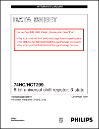 74HCT299U datasheet: 8-bit universal shift register; 3-state 74HCT299U