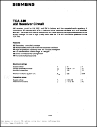 TCA440 datasheet: AM receiver TCA440