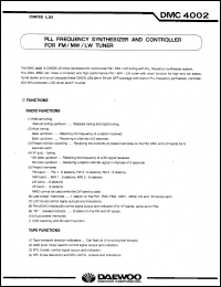 DMC4002 datasheet: PLL frequency synthesizer and controller for FM/MW/LW tuner DMC4002