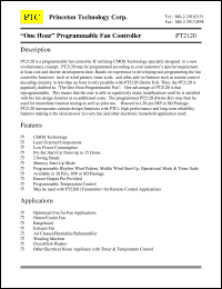 PT2120 datasheet: One hour programmable fan controller PT2120