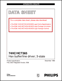 74HCT365NB datasheet: Hex buffer/line driver; 3-state 74HCT365NB