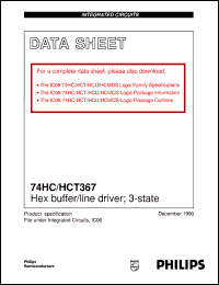 74HC367D datasheet: Hex buffer/line driver; 3-state 74HC367D