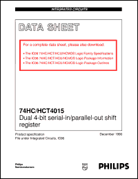 74HC4015DB datasheet: Dual 4-bit serial-in/parallel-out shift register 74HC4015DB