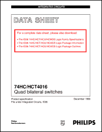 74HCT4016N datasheet: Quad bilateral switches 74HCT4016N