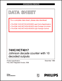 74HCT4017U datasheet: Johnson decade counter with 10 decoded outputs 74HCT4017U
