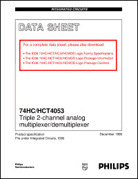 74HC4053N datasheet: Triple 2-channel analog multiplexer/demultiplexer 74HC4053N