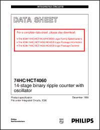 74HC4060N datasheet: 14-stage binary ripple counter with oscillator 74HC4060N