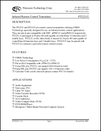 PT2221-001 datasheet: Infrared remote control transmitter PT2221-001