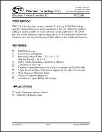 PT2253B datasheet: Electronic volume controller IC PT2253B