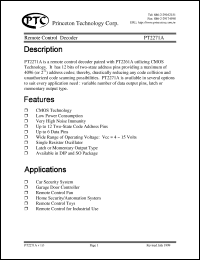 PT2271A-L6 datasheet: Remote control decoder PT2271A-L6