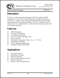 PT2272-L4 datasheet: Remote control decoder PT2272-L4