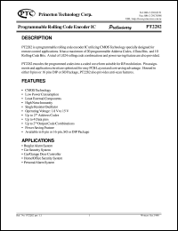 PT2282 datasheet: Programmable rolling code encoder IC PT2282