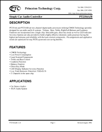 PT2316B-S datasheet: Simple car audio controller PT2316B-S