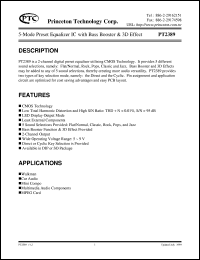 PT2389-S datasheet: 5-mode preset equaliser IC with bass booster & 3D effect PT2389-S