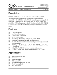 PT2461-100 datasheet: Infrared remote control transmitters PT2461-100