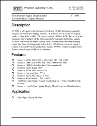 PT8501P24 datasheet: Synchronous signal discriminator for multy-sync display monitor PT8501P24