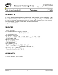 PT6351 datasheet: VFD driver/Controller IC PT6351