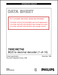 74HCT42D datasheet: BCD to decimal decoder (1-of-10) 74HCT42D