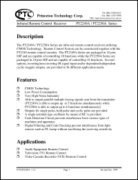 PT2249AIN datasheet: Infrared remote control recivier PT2249AIN