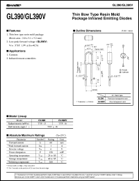 GL390V datasheet: Thin bow type resin mold package infrared emitting diode GL390V