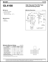 GL4100 datasheet: Side view and thin flat type infrared emittting diode GL4100