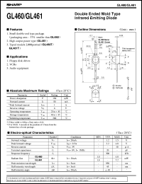 GL460 datasheet: Double ended mold type infrared emittting diode GL460