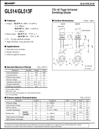 GL513F datasheet: TO-18 type infrared emitting diode GL513F