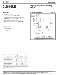 GL551 datasheet: High speed infrared emitting diode GL551