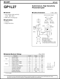 GP1L27 datasheet: Subminiature,high sensitivity photointerrupter GP1L27