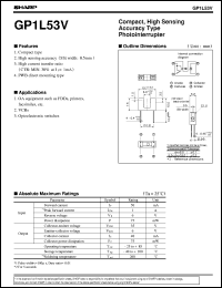 GP1L53V datasheet: Compact, high sensing accurary type photointerrupter GP1L53V