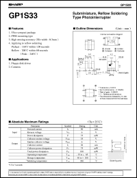 GP1S33 datasheet: Subminiature,reflow soldering type photointerrupter GP1S33