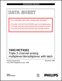 74HCT4353N datasheet: Triple 2-channel analog multiplexer/demultiplexer with latch 74HCT4353N