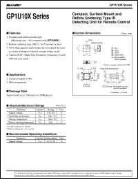 GP1U102X datasheet: Compact,surface mount and reflow soldering type IR detecting unit for remote control GP1U102X