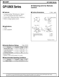 GP1U901X datasheet: IR detecting unit for remote control GP1U901X