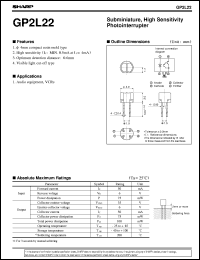 GP2L22 datasheet: Subminiature,high sensitivity photointerrupter GP2L22
