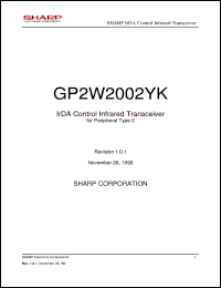 GP2W2002YK datasheet: IrDA control infrared transceiver GP2W2002YK