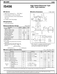 IS456 datasheet: High speed response type OPIC light detector IS456