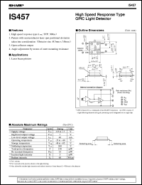IS457 datasheet: High speed response type OPIC light detector IS457